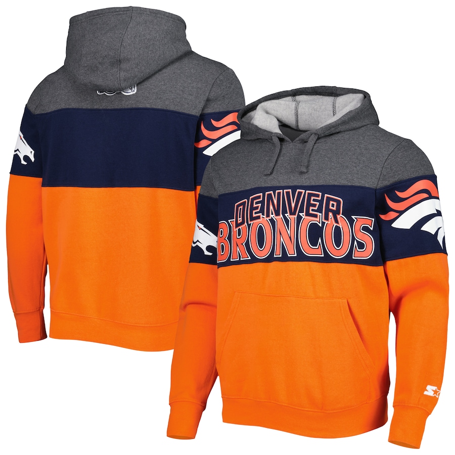 Denver Broncos Starter Heather Gray/Orange Extreme Pullover Hoodie - Man Denver Broncos Starter Heather Gray/Orange Extreme Pullover Hoodie - Man