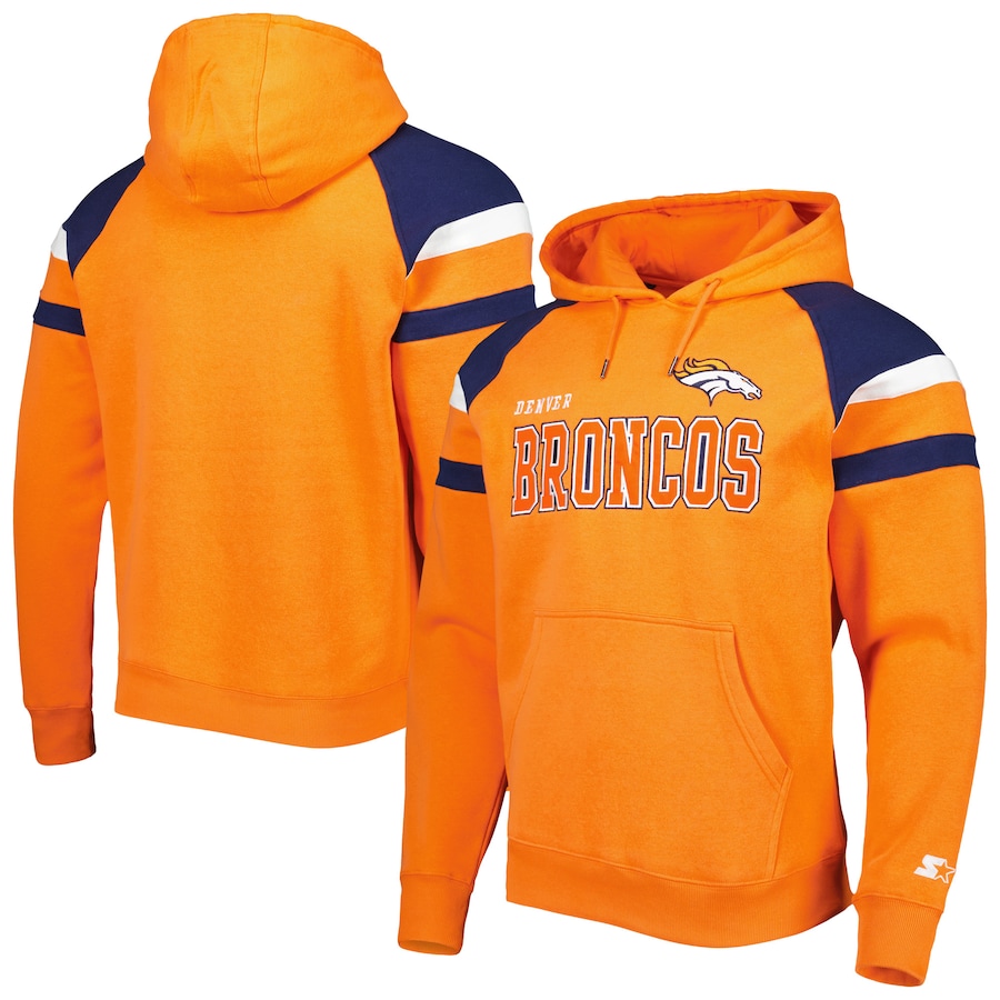 Denver Broncos Starter Orange Draft Fleece Raglan Pullover Hoodie - Man