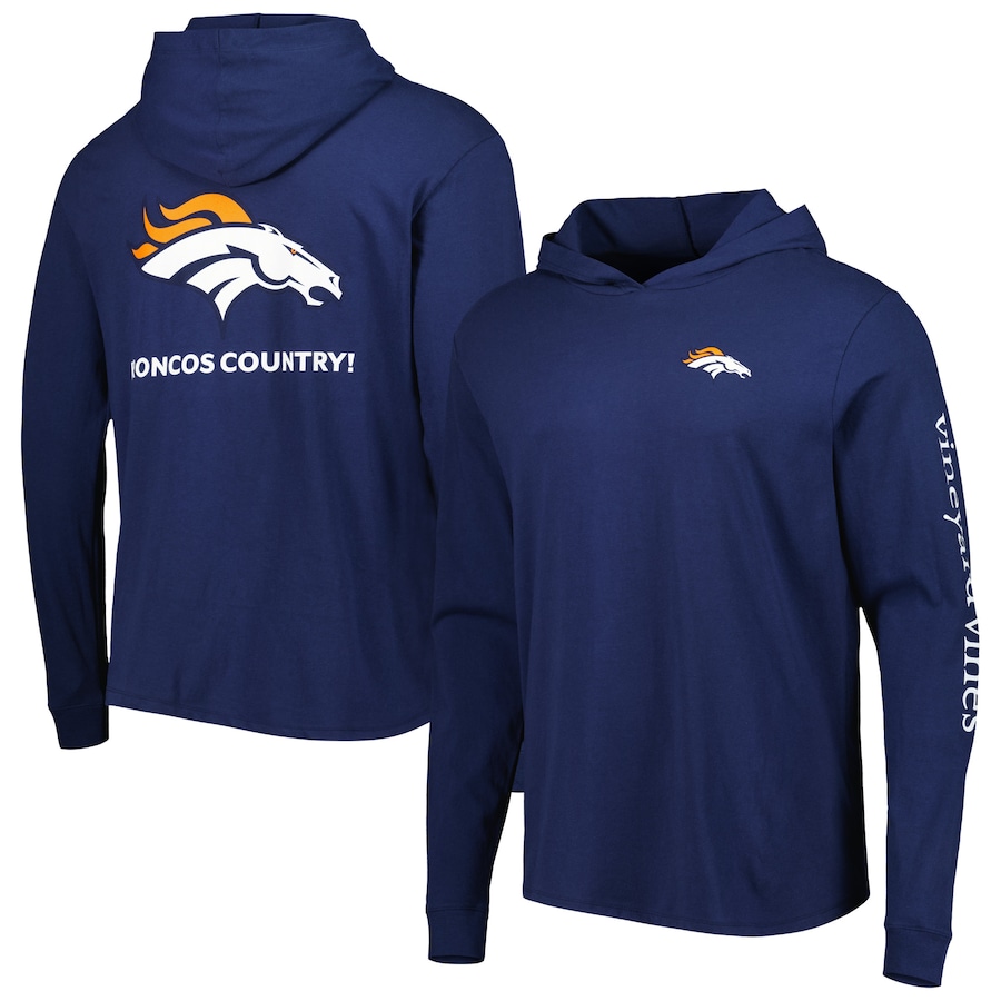 Denver Broncos Vineyard Vines Navy Local Long Sleeve Hoodie T-Shirt - Man
