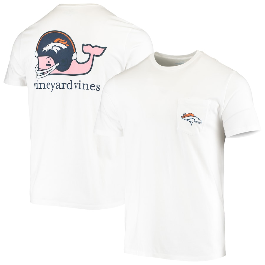 Denver Broncos Vineyard Vines White Team Whale Helmet T-Shirt - Man Denver Broncos Vineyard Vines White Team Whale Helmet T-Shirt - Man