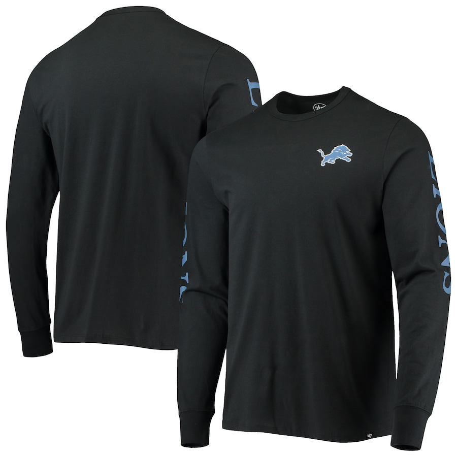 Detroit Lions '47 Black Franklin Long Sleeve T-Shirt - Man
