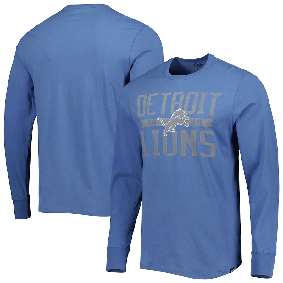 Detroit Lions '47 Blue Brand Wide Out Franklin Long Sleeve T-Shirt - Man