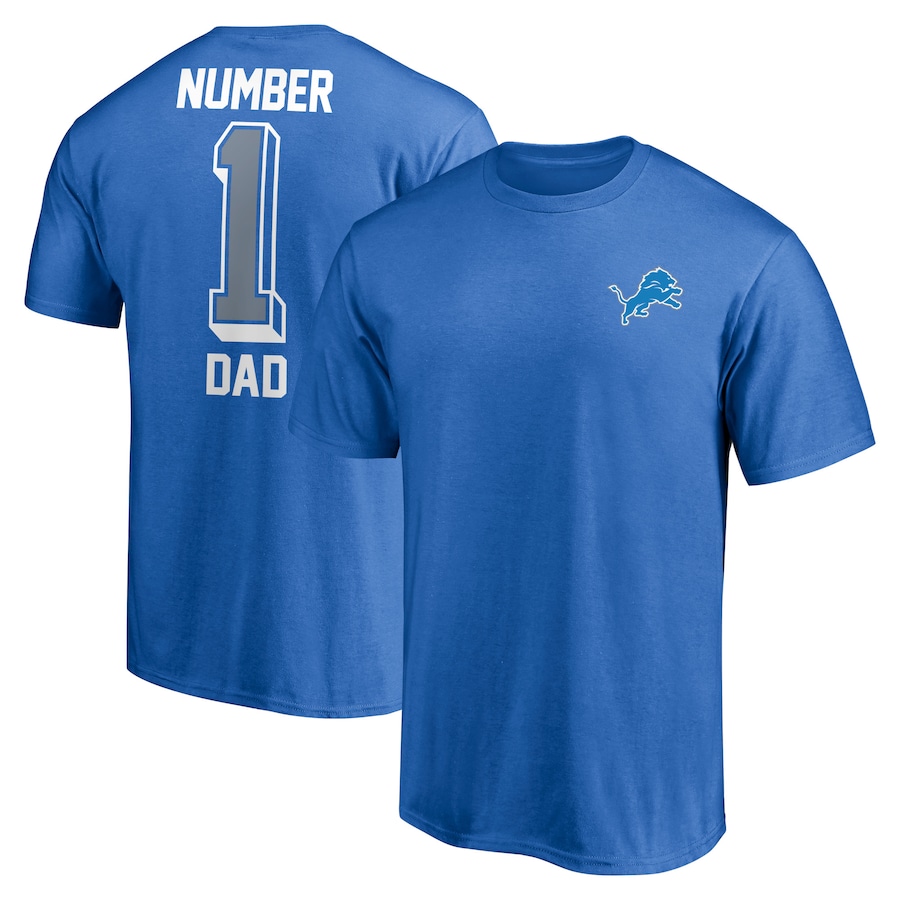 Detroit Lions Blue #1 Dad T-Shirt - Man
