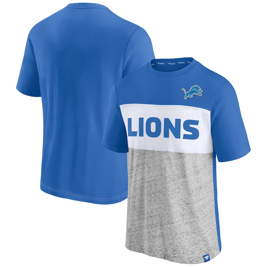 Detroit Lions Blue/Heathered Gray Colorblock T-Shirt - Man