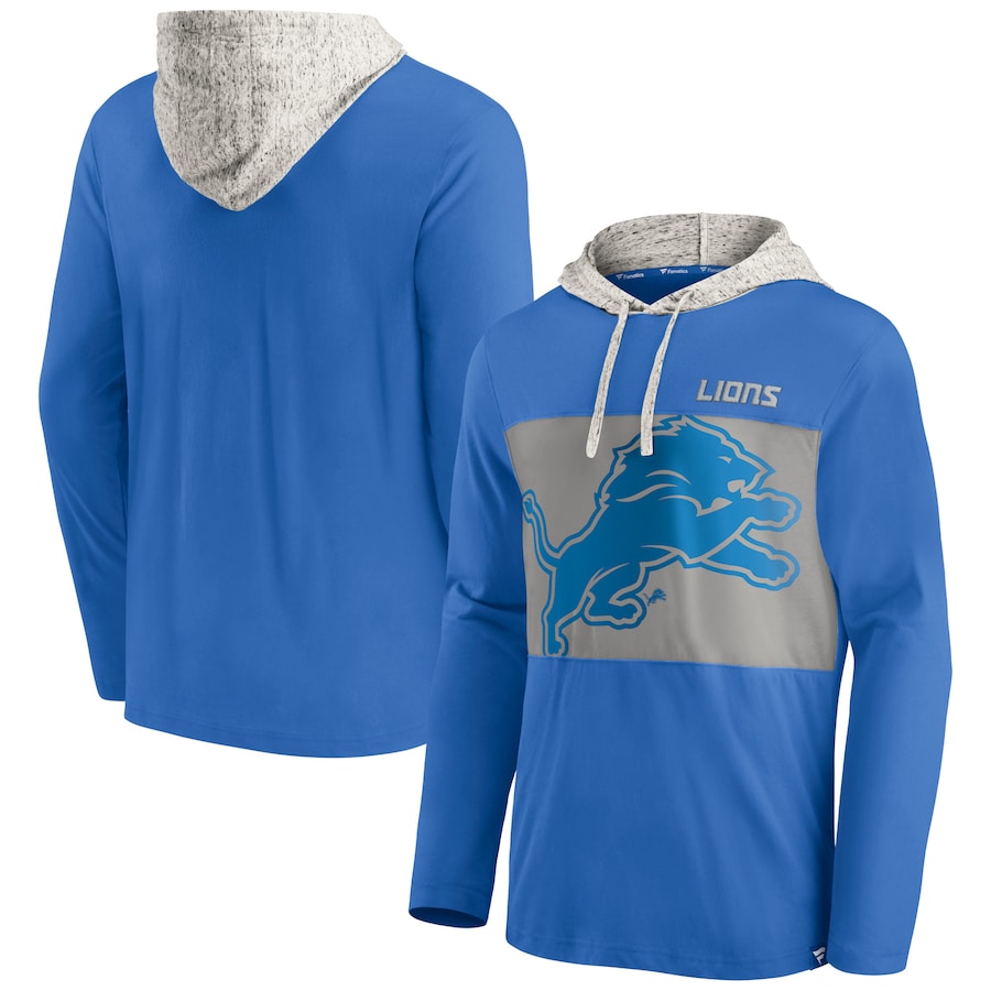 Detroit Lions Blue Long Sleeve Hoodie T-Shirt - Man