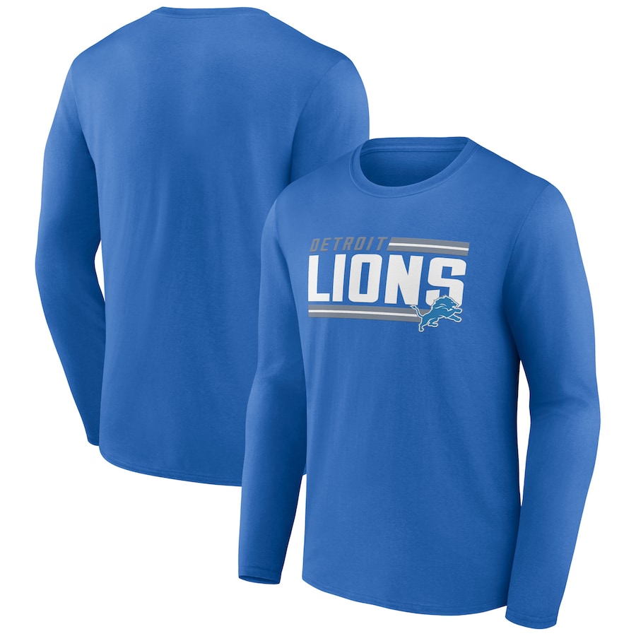 Detroit Lions Blue On Side Stripe Team Long Sleeve T-Shirt - Man