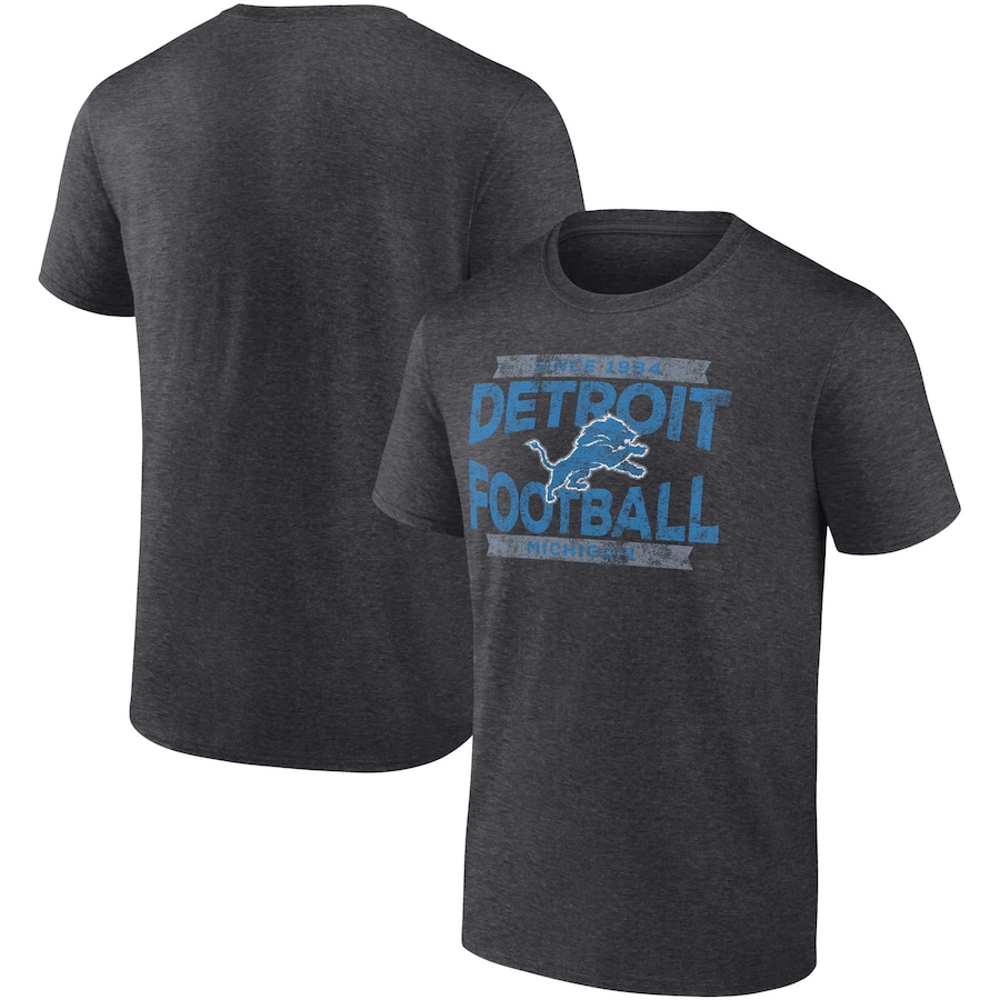 Detroit Lions Charcoal Heroic Play T-Shirt - Man Detroit Lions Charcoal Heroic Play T-Shirt - Man