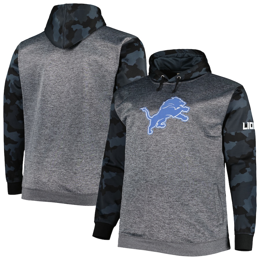 Detroit Lions Heather Charcoal Camo Pullover Hoodie - Man
