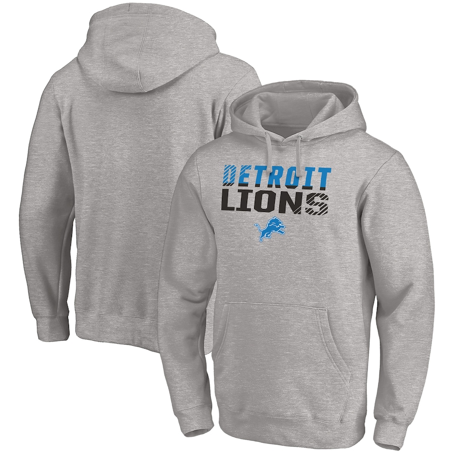 Detroit Lions Heather Gray Fade Out Fitted Pullover Hoodie - Man