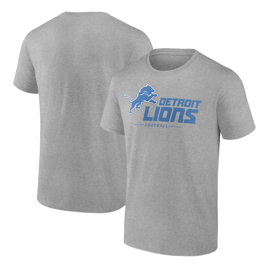 Detroit Lions Heather Gray Logo Team Lockup T-Shirt - Man Detroit Lions Heather Gray Logo Team Lockup T-Shirt - Man