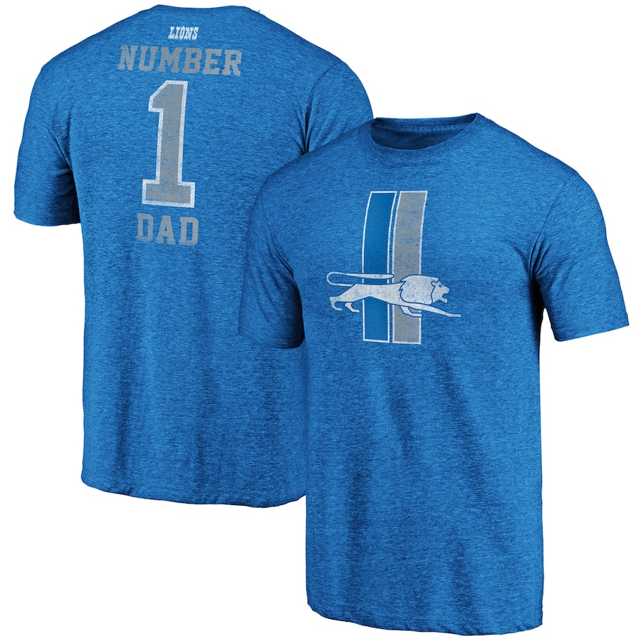 Detroit Lions Heathered Blue Greatest Dad Retro Tri-Blend T-Shirt - Man Detroit Lions Heathered Blue Greatest Dad Retro Tri-Blend T-Shirt - Man