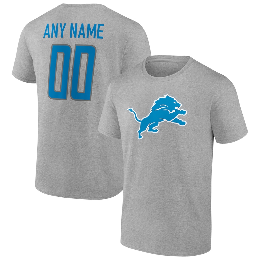 Detroit Lions Heathered Gray Team Authentic Custom T-Shirt - Man Detroit Lions Heathered Gray Team Authentic Custom T-Shirt - Man