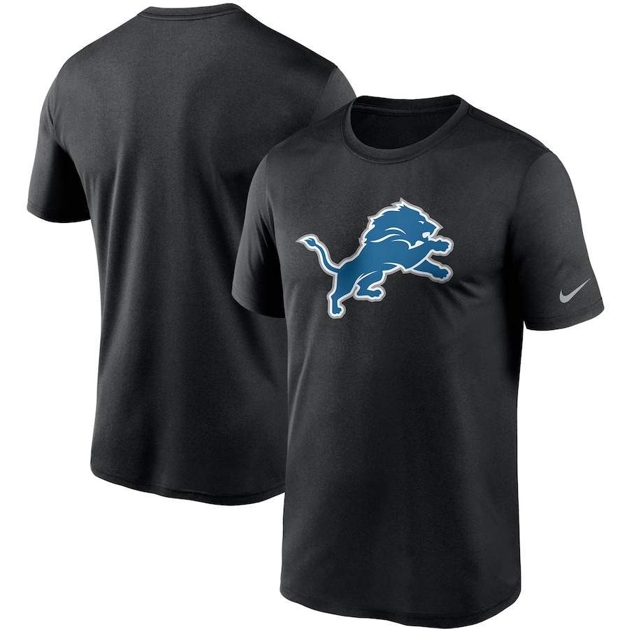 Detroit Lions Football Black Logo Essential Legend Performance T-Shirt - Man
