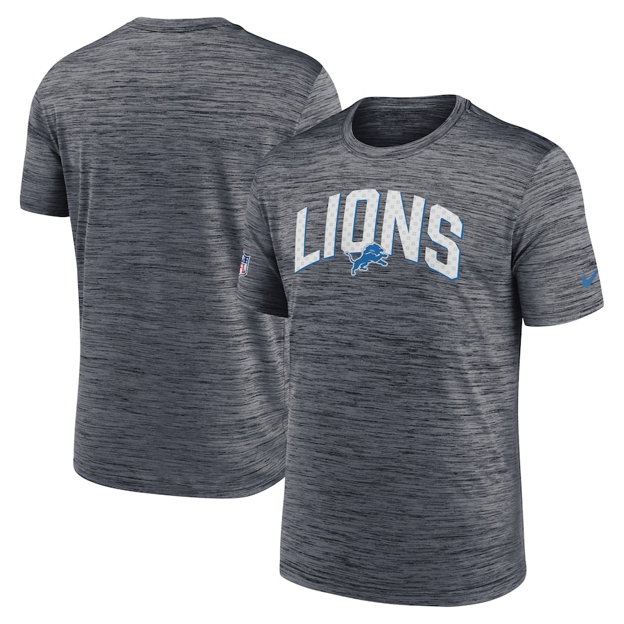 Detroit Lions Football Black Sideline Velocity Athletic Stack Performance T-Shirt - Man