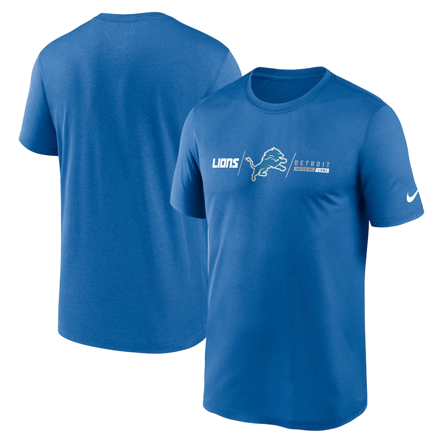 Detroit Lions Football Blue Horizontal Lockup Legend Performance T-Shirt - Man