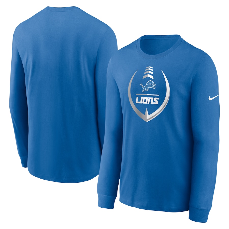 Detroit Lions Football Blue Icon Legend Long Sleeve Performance T-Shirt - Man