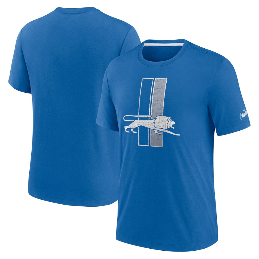 Detroit Lions Football Blue Playback Logo Tri-Blend T-Shirt - Man