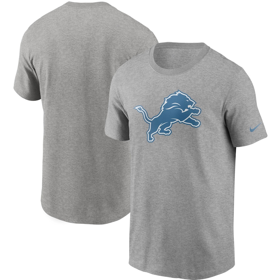 Detroit Lions Football Heathered Gray Primary Logo T-Shirt - Man
