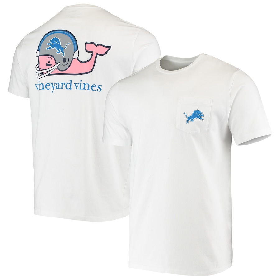 Detroit Lions Vineyard Vines White Team Whale Helmet T-Shirt - Man