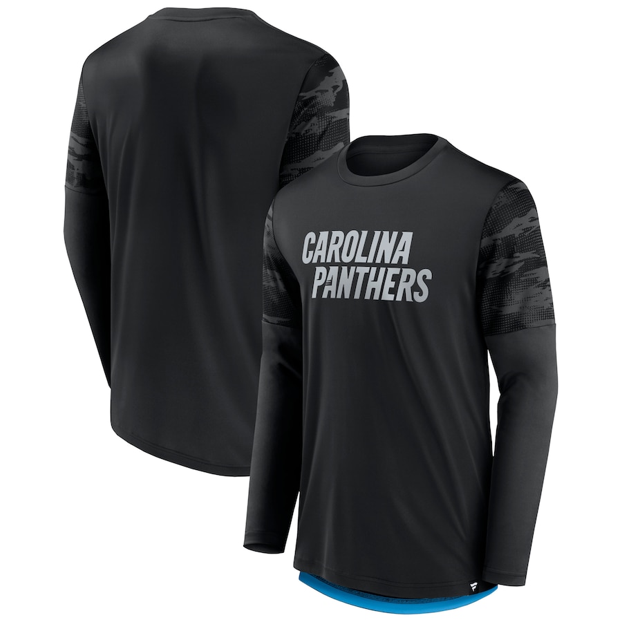 Carolina Panthers Black/Blue Square Off Long Sleeve T-Shirt - Man Carolina Panthers Black/Blue Square Off Long Sleeve T-Shirt - Man