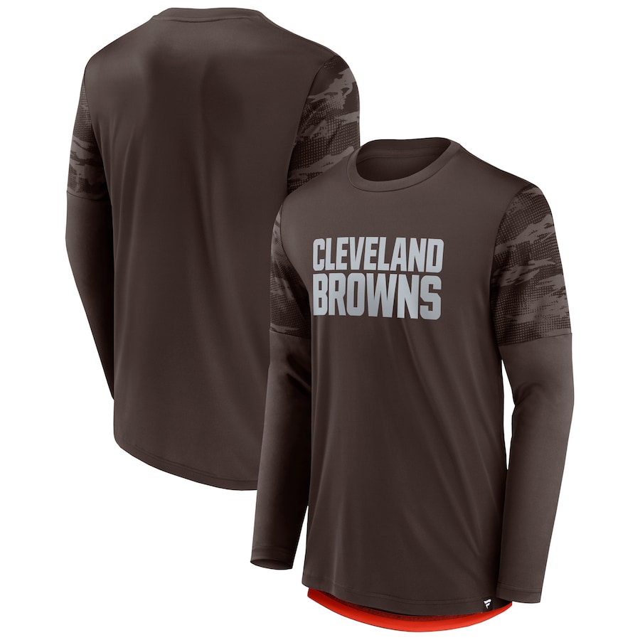 Cleveland Browns Brown/Orange Square Off Long Sleeve T-Shirt - Man