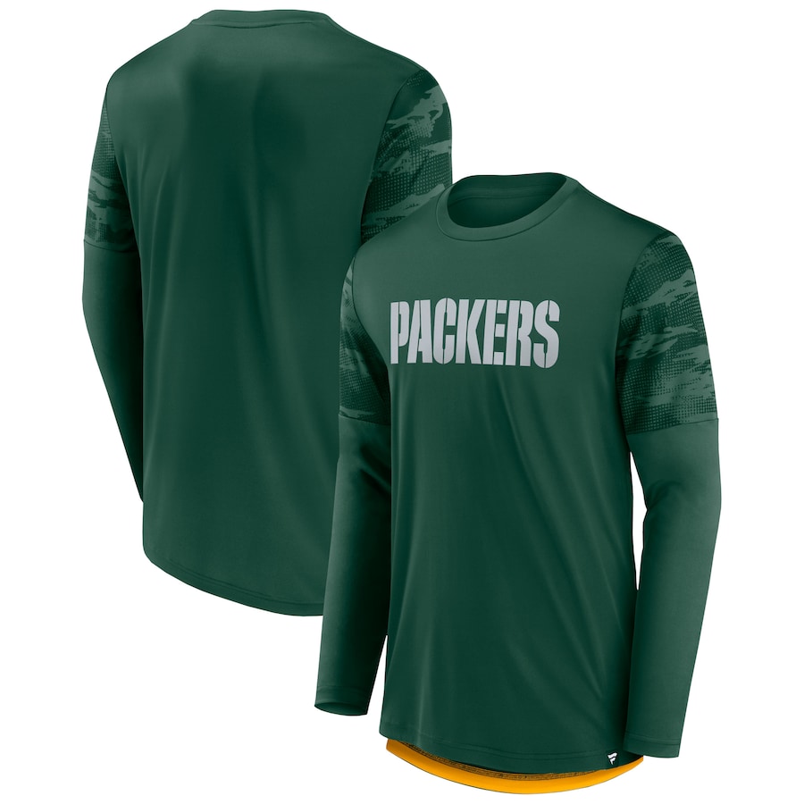 Green Bay Packers Green/Gold Square Off Long Sleeve T-Shirt - Man Green Bay Packers Green/Gold Square Off Long Sleeve T-Shirt - Man