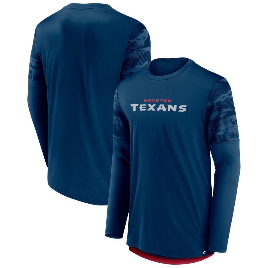 Houston Texans Navy/Red Square Off Long Sleeve T-Shirt - Man