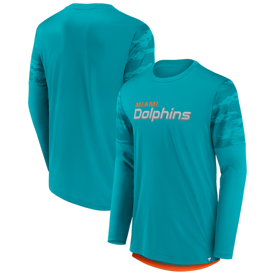 Miami Dolphins Aqua/Orange Square Off Long Sleeve T-Shirt - Man