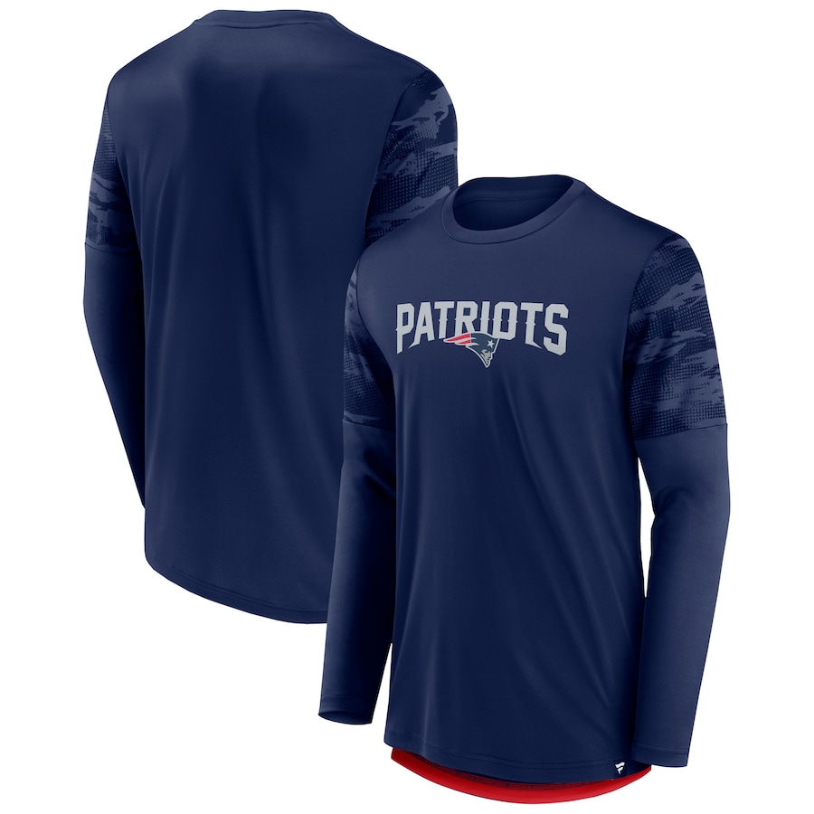 New England Patriots Navy/Red Square Off Long Sleeve T-Shirt - Man New England Patriots Navy/Red Square Off Long Sleeve T-Shirt - Man