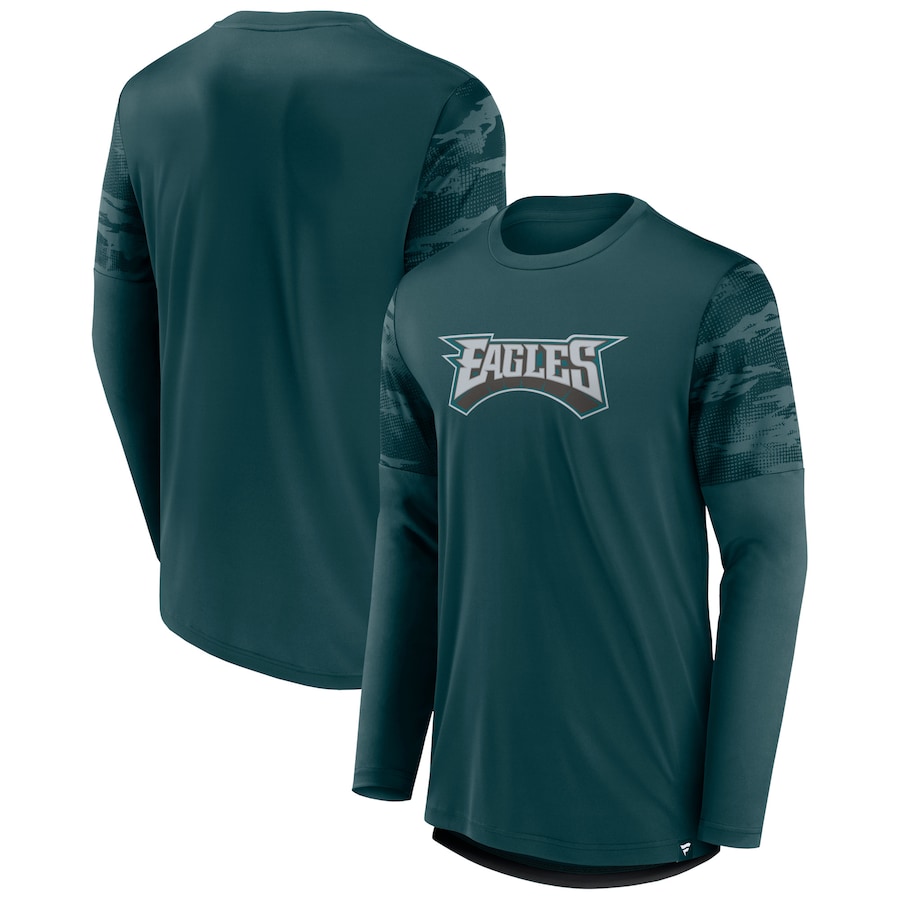 Philadelphia Eagles Midnight Green/Black Square Off Long Sleeve T-Shirt - Man Philadelphia Eagles Midnight Green/Black Square Off Long Sleeve T-Shirt - Man