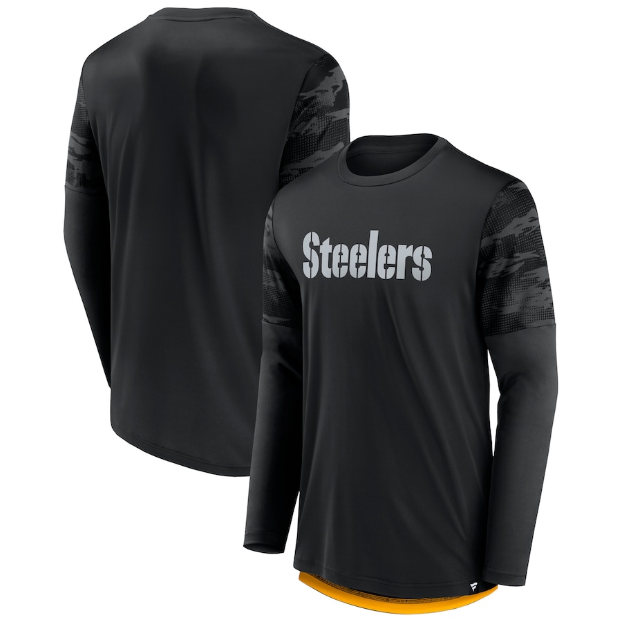 Pittsburgh Steelers Black/Gold Square Off Long Sleeve T-Shirt - Man