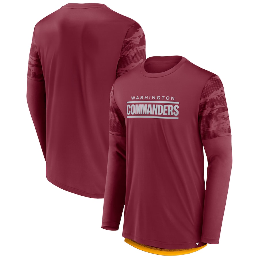 Washington Commanders Burgundy/Gold Square Off Long Sleeve T-Shirt - Man Washington Commanders Burgundy/Gold Square Off Long Sleeve T-Shirt - Man