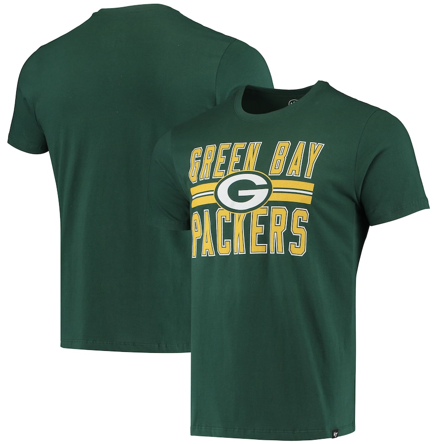 Green Bay Packers '47 Green Block Stripe Super Rival T-Shirt - Man Green Bay Packers '47 Green Block Stripe Super Rival T-Shirt - Man