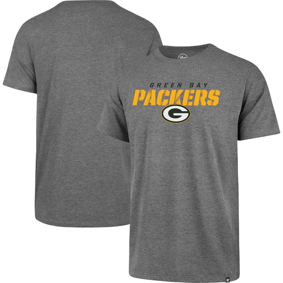 Green Bay Packers '47 Heathered Charcoal Traction Super Rival T-Shirt - Man