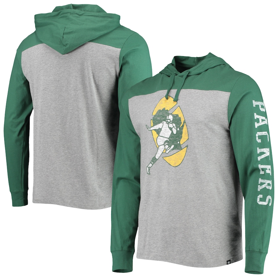 Green Bay Packers '47 Heathered Gray Franklin Wooster Throwback Long Sleeve Hoodie T-Shirt - Man Green Bay Packers '47 Heathered Gray Franklin Wooster Throwback Long Sleeve Hoodie T-Shirt - Man