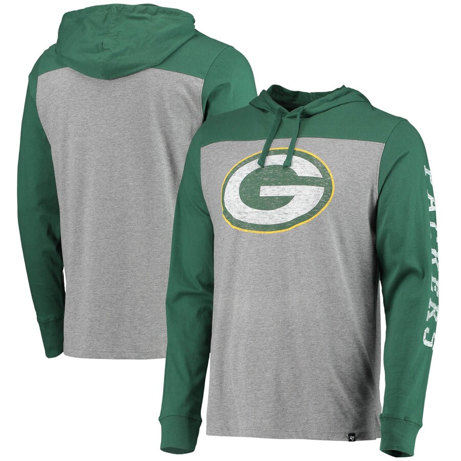 Green Bay Packers '47 Heathered Gray/Green Franklin Wooster Long Sleeve Hoodie T-Shirt - Man Green Bay Packers '47 Heathered Gray/Green Franklin Wooster Long Sleeve Hoodie T-Shirt - Man