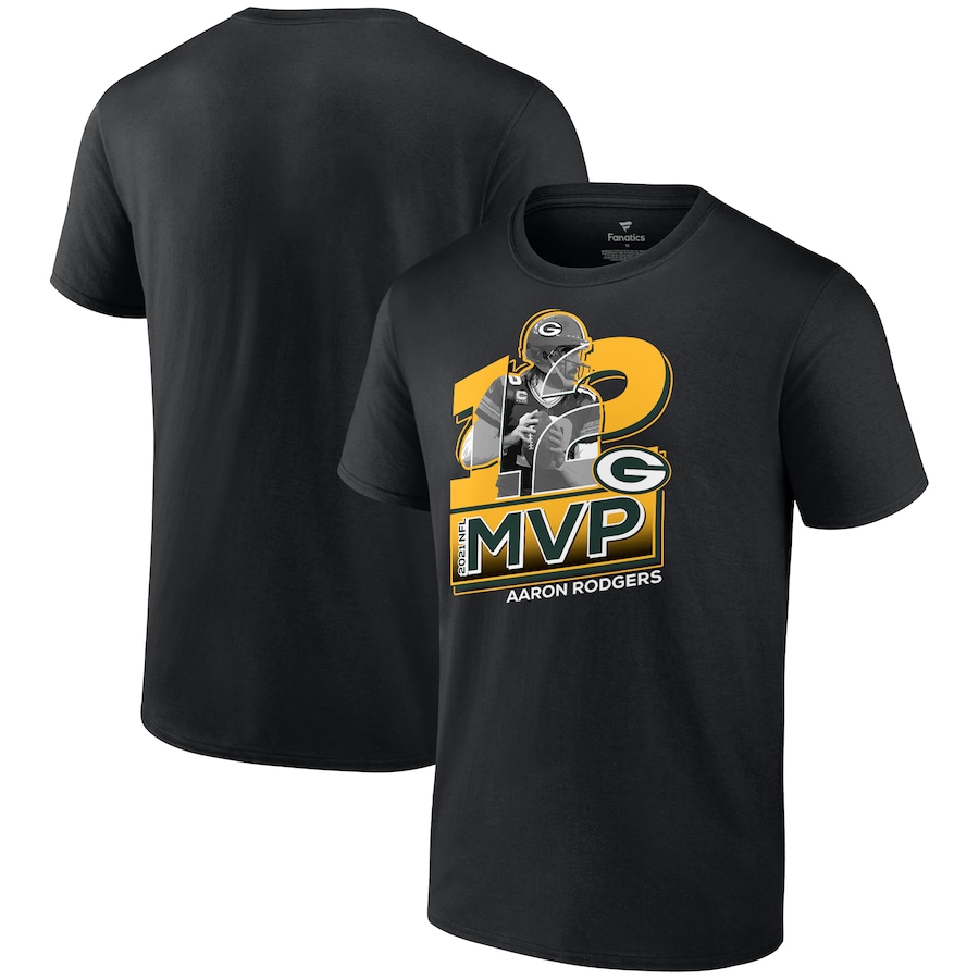 Green Bay Packers Aaron Rodgers Black 2021 NFL MVP T-Shirt - Man