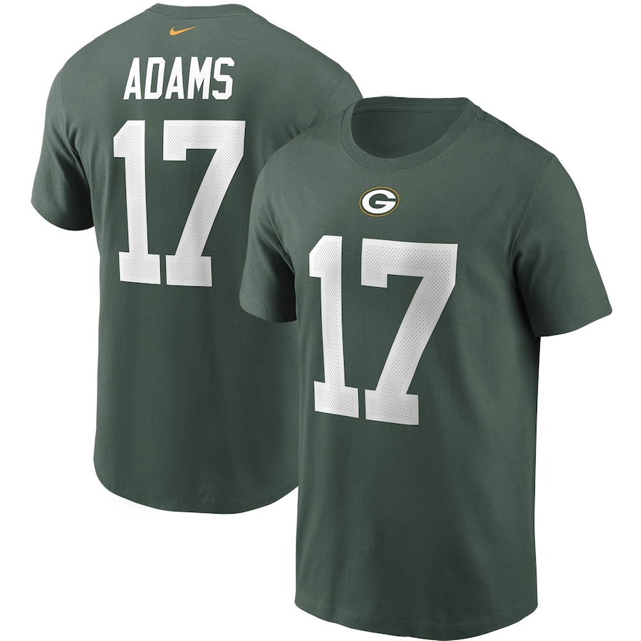 Green Bay Packers Davante Adams Football Green Name & Number T-Shirt - Man Green Bay Packers Davante Adams Football Green Name & Number T-Shirt - Man