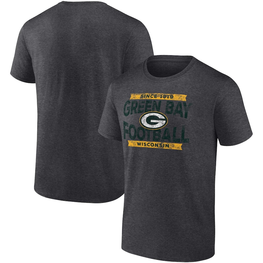Green Bay Packers Charcoal Heroic Play T-Shirt - Man