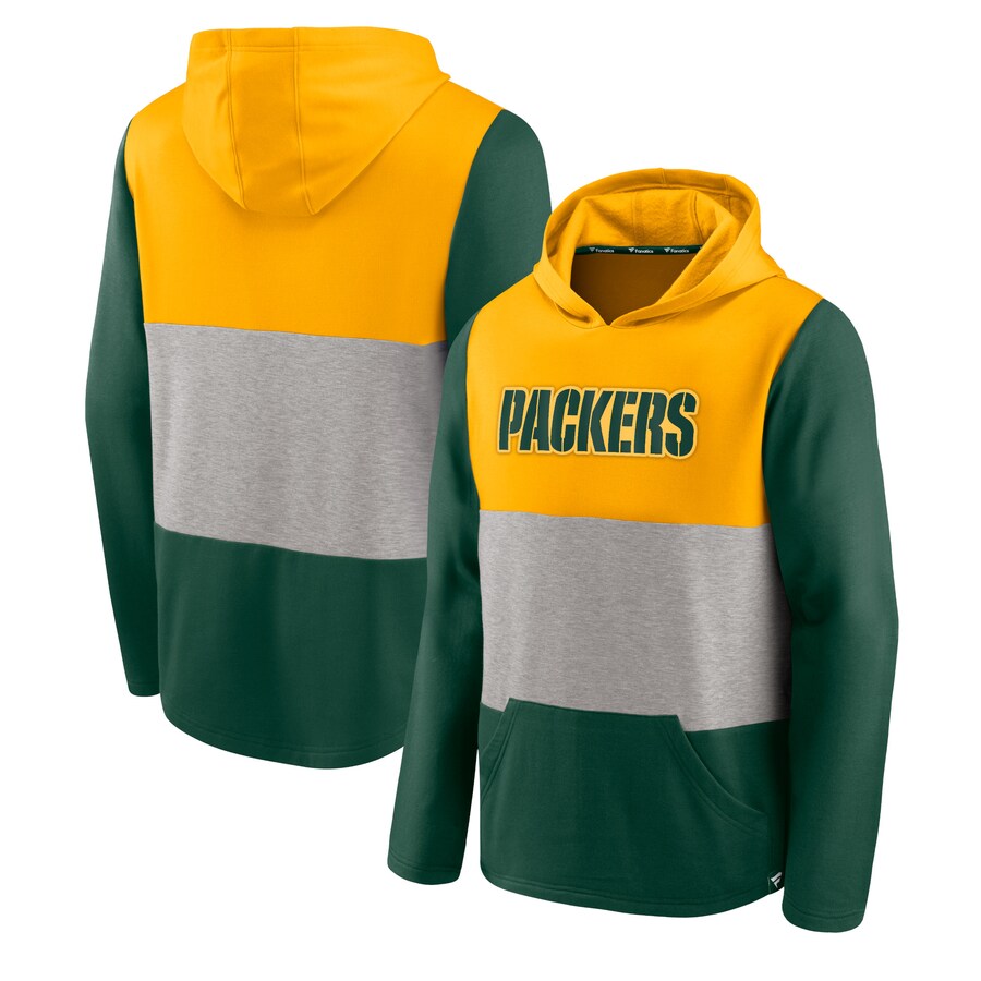 Green Bay Packers Gold/Green Linear Logo Pullover Hoodie - Man Green Bay Packers Gold/Green Linear Logo Pullover Hoodie - Man