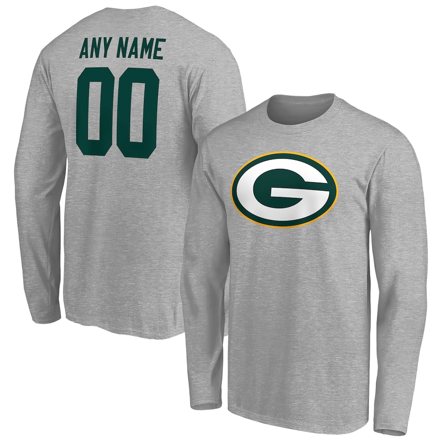 Green Bay Packers Gray Team Authentic Custom Long Sleeve T-Shirt - Man Green Bay Packers Gray Team Authentic Custom Long Sleeve T-Shirt - Man