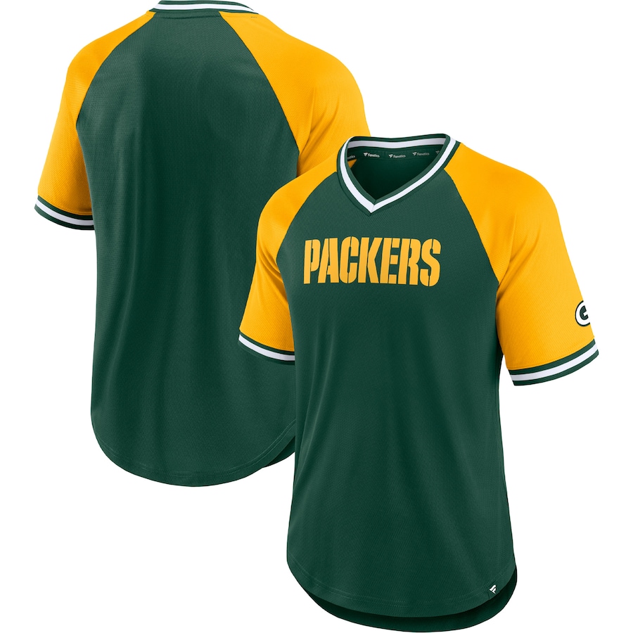 Green Bay Packers Green/Gold Second Wind Raglan T-Shirt - Man