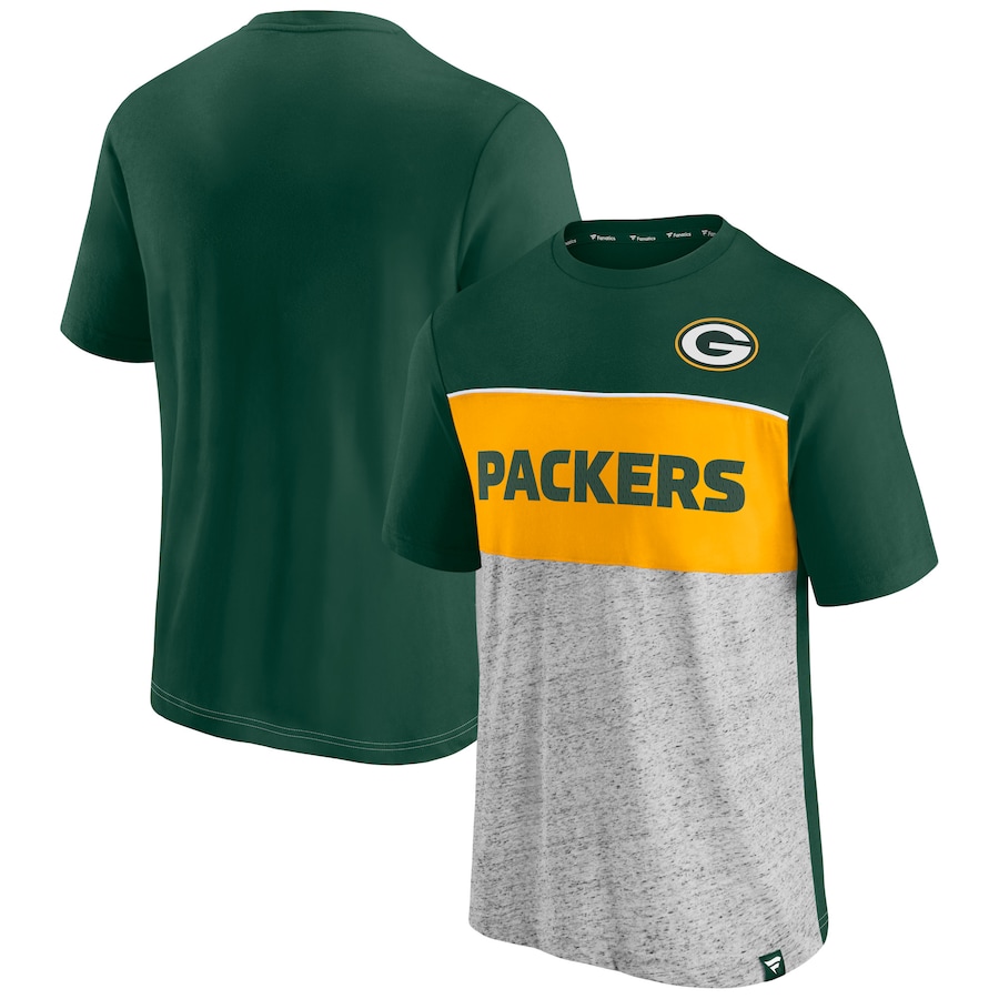 Green Bay Packers Green/Heathered Gray Colorblock T-Shirt - Man Green Bay Packers Green/Heathered Gray Colorblock T-Shirt - Man