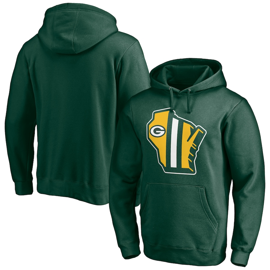 Green Bay Packers Green Hometown Collection Sweep Fitted Pullover Hoodie - Man