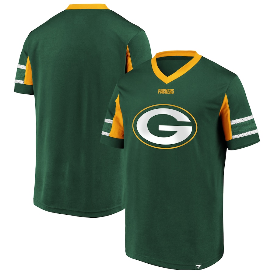 Green Bay Packers Green Iconic Hashmark Logo V-Neck T-Shirt - Man