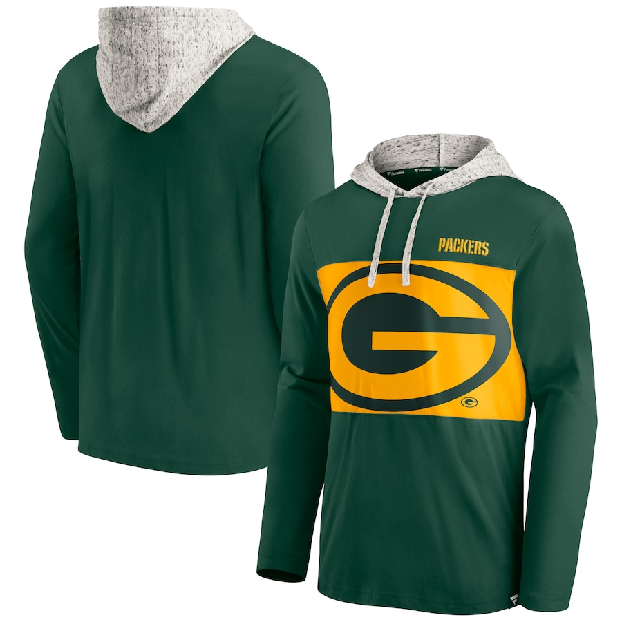 Green Bay Packers Green Long Sleeve Hoodie T-Shirt - Man Green Bay Packers Green Long Sleeve Hoodie T-Shirt - Man