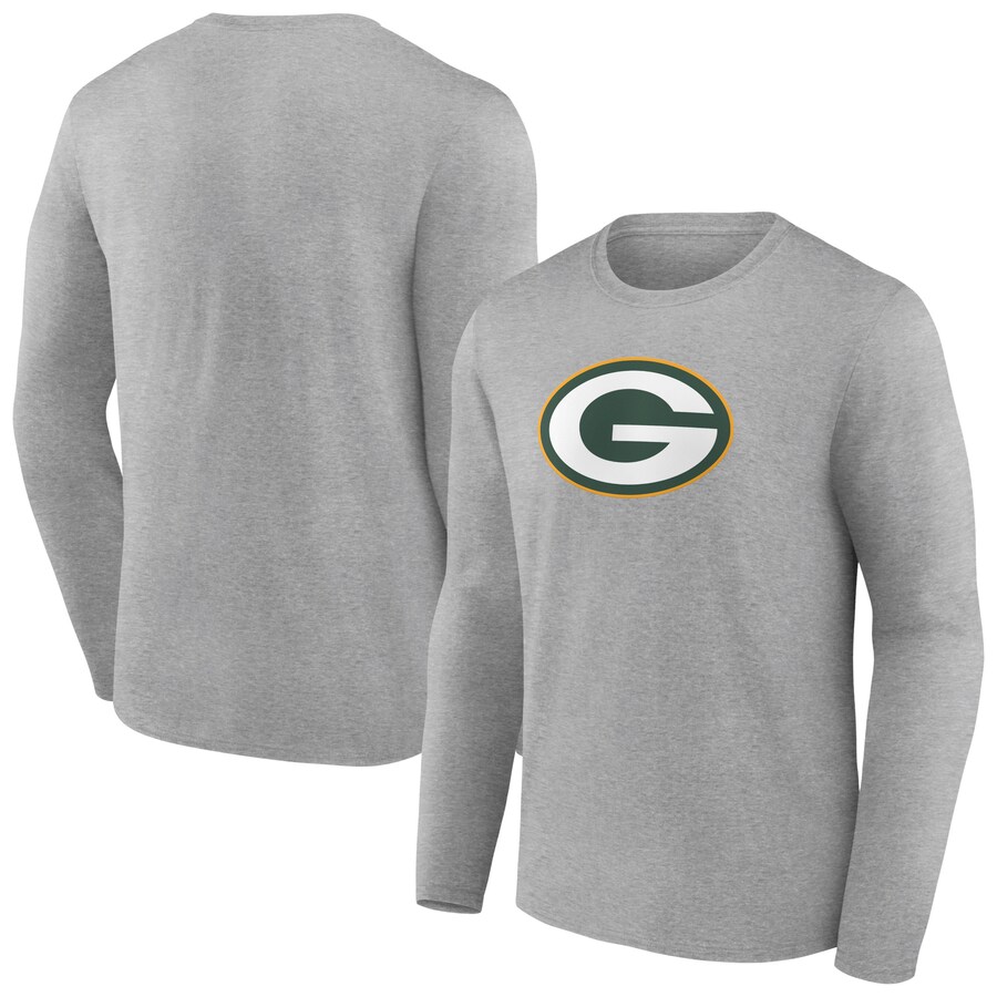 Green Bay Packers Heather Gray Primary Team Logo Long Sleeve T-Shirt - Man Green Bay Packers Heather Gray Primary Team Logo Long Sleeve T-Shirt - Man