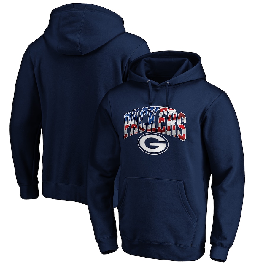 Green Bay Packers Navy Banner Wave Fitted Pullover Hoodie - Man