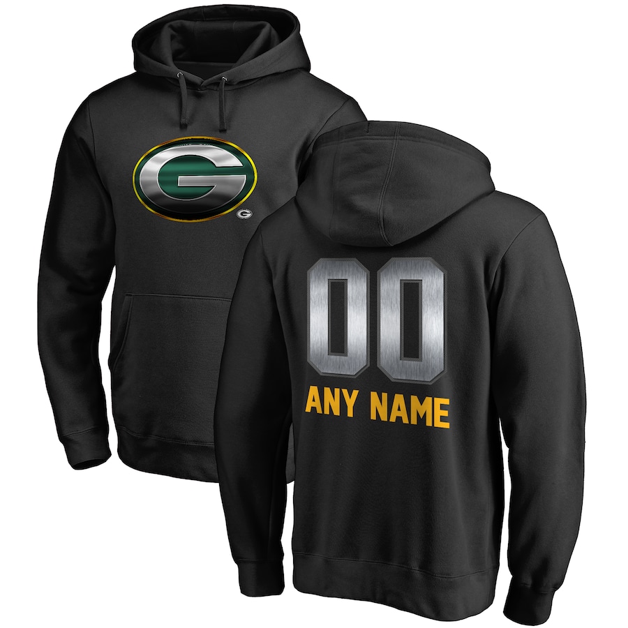 Green Bay Packers NFL Pro Line by Black Personalized Midnight Mascot Pullover Hoodie - Man
