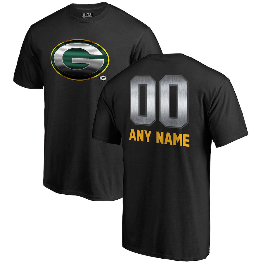 Green Bay Packers NFL Pro Line by Black Personalized Midnight Mascot T-Shirt - Man